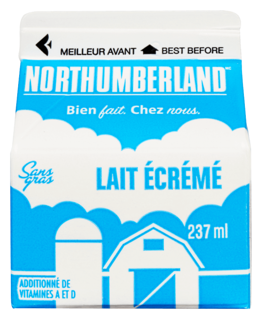 Lait blanc écrémé 237 millilitres Northumberland